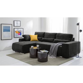 Fredriks Ecksofa Galilea Dunkelgrau Microfaser 305x90x189 cm (BxHxT) mit Schlaffunktion/Bettkasten Modern