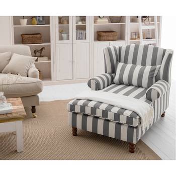 Maison Belfort Ohrensessel Colmar XXL Grau/Weiß Webstoff 94x95x134 cm (BxHxT)