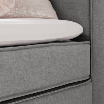 Boxspringbett Kinx 200x200 cm Webstoff Grau mit Matratze/Topper
