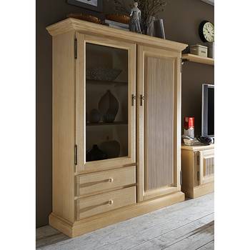 Ridgevalley Vitrinenschrank Breddin III Landhaus Pinie Massivholz 121x170x46 cm (BxHxT) 2-türig 1 Schublade