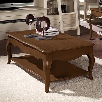 Maison Belfort Couchtisch Azjana Massivholz Pinie Braun Landhaus 120x45x70 cm (BxHxT)