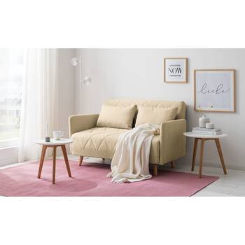 Mørteens Schlafsofa Morten 2-Sitzer Creme Webstoff 135x80x84 cm (BxHxT) mit Schlaffunktion Skandi