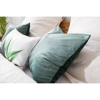 Tom Tailor Kissenbezug T-Botanical Leaves Weiß/Grün 55x35 cm (BxH) Boho Natur Design Webstoff