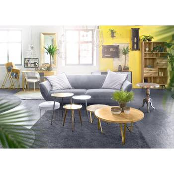 ars manufacti Beistelltisch Mumbaru Aluminium Messing Rund Boho Ø 37 cm