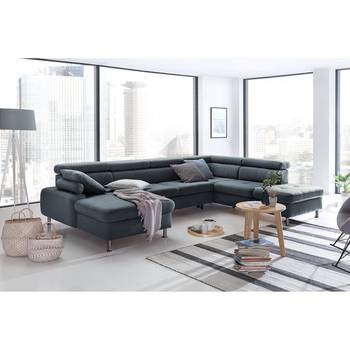 loftscape Wohnlandschaft Rivas Schiefer Strukturstoff 330x79x232 cm mit Schlaffunktion und Bettkasten