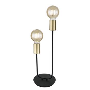 Wofi Tischleuchte York Schwarz/Gold Eisen 2-flammig E27 15x45x17 cm (BxHxT)
