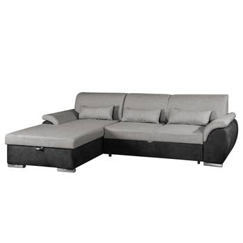 loftscape Ecksofa Roseburg Schwarz Microfaser 274x84x175 cm mit Schlaffunktion und Bettkasten