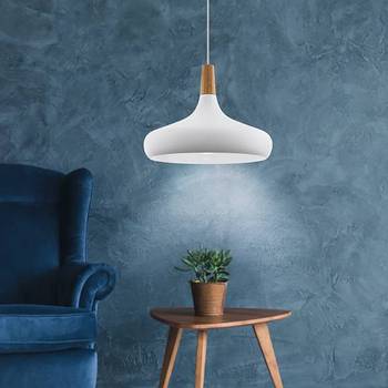 Eglo Pendelleuchte Sabinar III Stahl Weiß/Braun Skandi 40x110x40 cm (BxHxT) 1-flammig E27