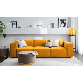 Sofa Kinx II 3-Sitzer Senfgelb Samt 260x71x96 cm (BxHxT) Glamour