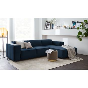 Ecksofa Kinx VI Dunkelblau Samt 260x71x177 cm (BxHxT) Glamour