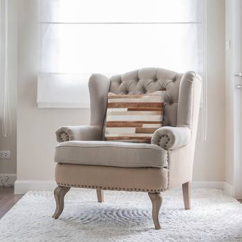 Kayoom Dekokissen Lavish Brick Hellbraun 45x45 cm (BxH) Gestreift Echtleder