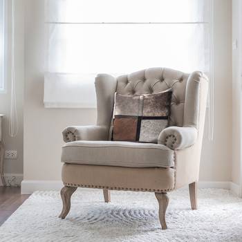 Kayoom Dekokissen Lavish Caro Grau/Hellbraun 45x45 cm (BxH) Kariert Echtleder