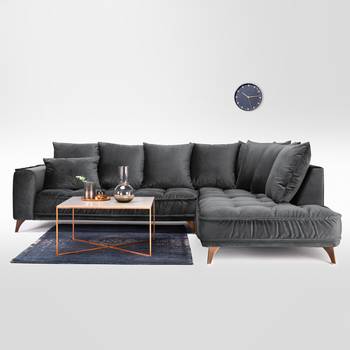 Jack & Alice Ecksofa Polich Schwarz Samt 288x92x245 cm