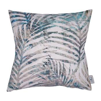 Tom Tailor Kissenbezug T-Palm Leaves Natur/Blau 50x50 cm (BxH) Baumwollstoff