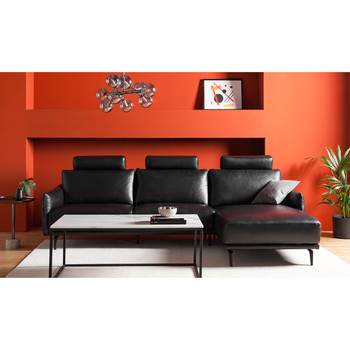 Studio Copenhagen Ecksofa Harlev Schwarz Echtleder 280x98x167 cm