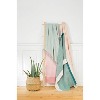 Magma-Heimtex Plaid Melody Mintgrün/Apricot Strick 130x170 cm (BxT)