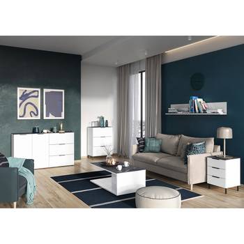 Germania Kommode California II Weiß/Marmor Grau Dekor Spanplatte 68x98x40 cm (BxHxT) Modern 3 Schubladen