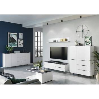 Germania Sideboard California II Weiß/Marmor Grau Dekor Spanplatte 192x98x40 cm (BxHxT) Modern 3-türig 3 Schubladen
