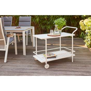 Siena Garden Servierwagen Bali Aluminium 57x83x98 cm (BxHxT) Weiß Modern