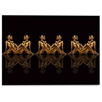 Glasbild Frauen in Gold Symmetrie