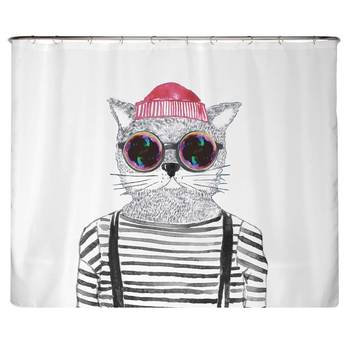 Recycling-Duschvorhang Hipster Katze