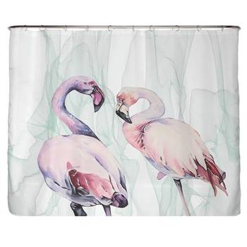 Rideau de douche PS recyclé Flamingos