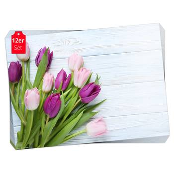 Placemats Lila Tulpen (set van 12)