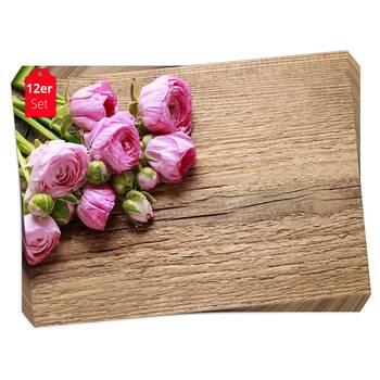 Tischset Rosen auf Holz (12er-Set)