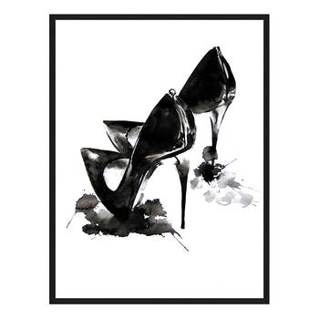 Quadro Black Leather High Heels