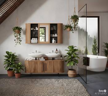 Set houten badkamermeubels Bronx 2-delig