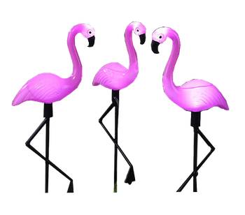Gartenfigur Design Solarstecker Flamingo