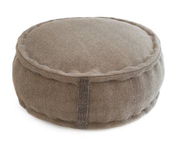 Runder poufaus aus beige Baumwolle