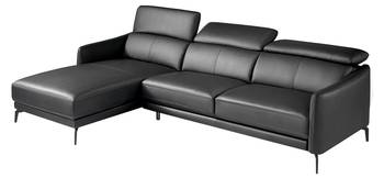 Chaiselongue-Sofa schwarzem Rindsleder