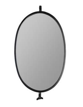 Miroir ovale en métal noir