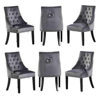 Windsor Velvet Chair 6er-Set, Dunkelgrau