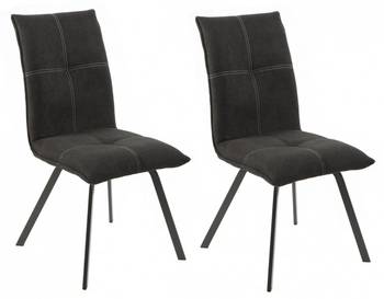 2 chaises tissu gris pieds métal