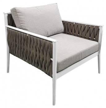 Fauteuil jardin gris textilène tressé