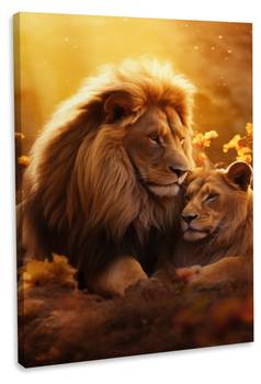 Leinwandbild Lion Romance