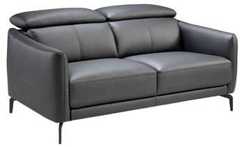 Canapé 2 places en cuir et acier noir