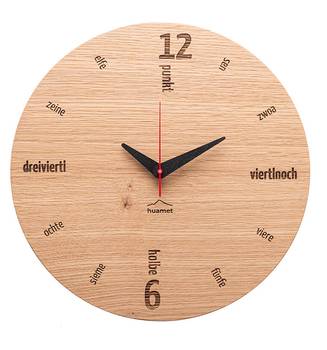 Horloge murale design Kultuhr oak round