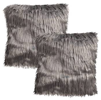 Lot de 2 coussins gris à poils longs