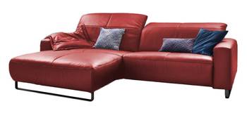 Ecksofa YORK Leder rot Relaxfunktion