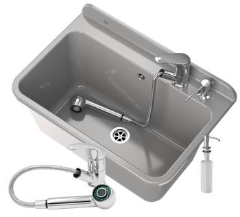 Spülbecken Larg mit Batterie und Siphon