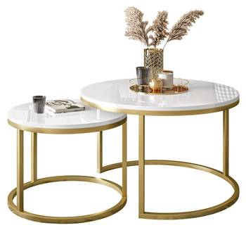 Runder Couchtisch CIRI 2in1 Gold Matt