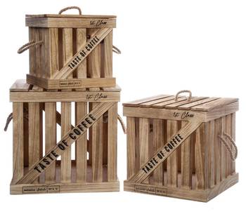 Set aus 3 Steigenboxen "Colonial" Rattan