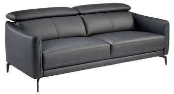 Canapé 3 places en cuir et acier noir