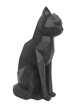 Statue Origami Chat assis Noir