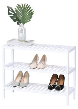 Weißes Schuhregal aus Bambus