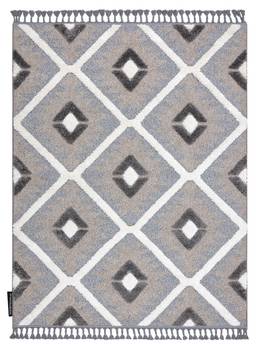 Tapis Maroc P651 Diamants Gris / Blan