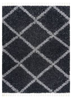 Tapis Union 3482 Treillis Gris Franges